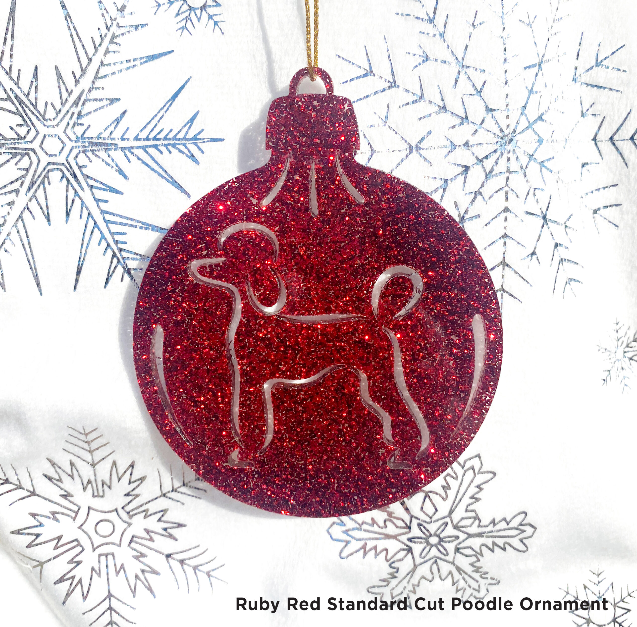 Ruby Red Standard Cut Poodle Ornament